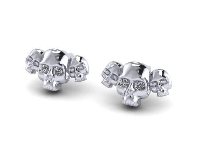 Tri-Skull Stud Earrings-UDINC0325